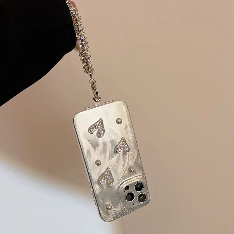 Luxurious DIY 3D Heart Dazzle Lustre Lining Hard Phone Case