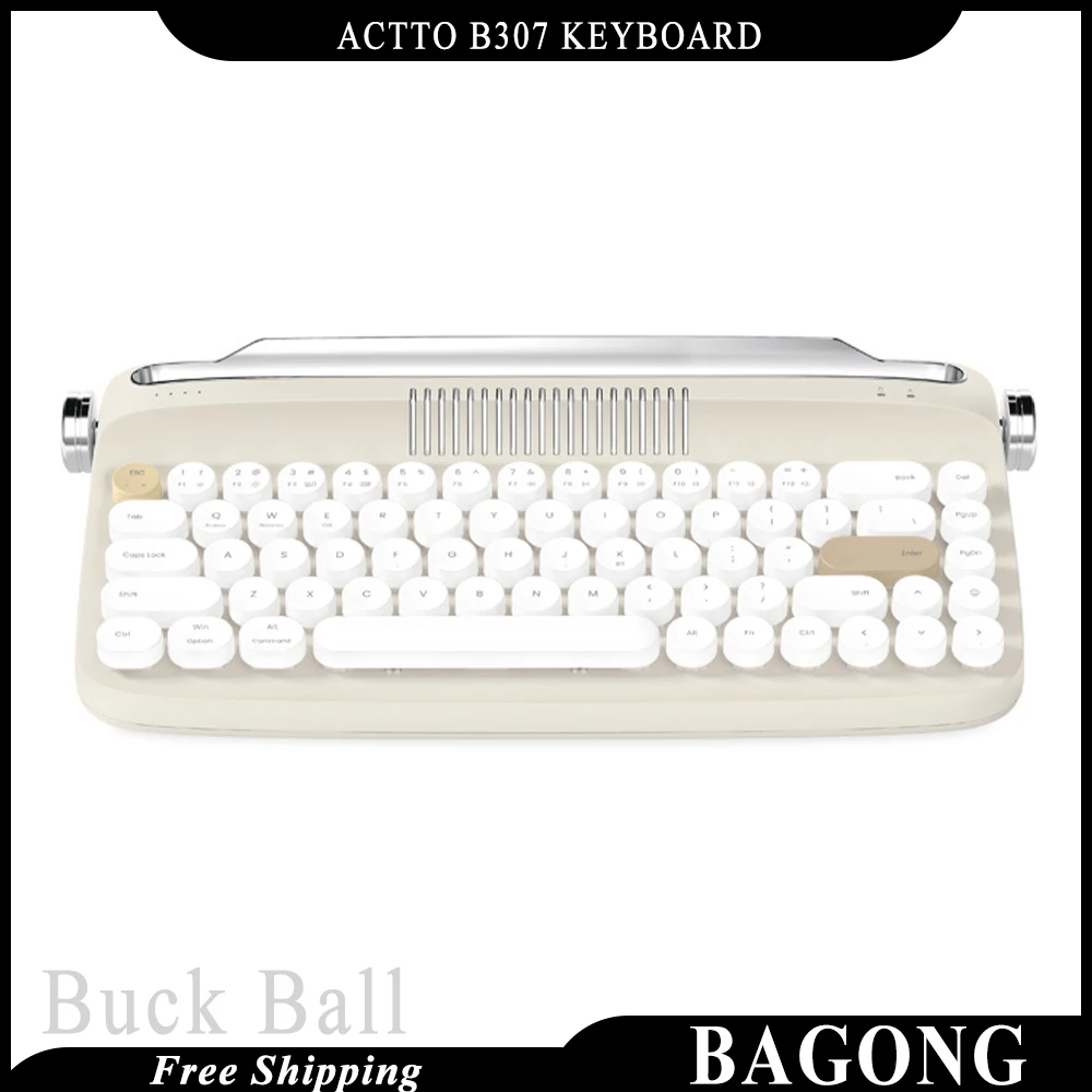 

Actto B307 68keys Retro Keyboard Charging Bluetooth Wireless Keyboard Fashion Woman Accessory For Office Gamer Computer Pc Gifts