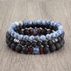 Bracelet élastique 3 pièces/ensemble en perles de pierre naturelle pour couple, bracelet de prière, bijoux de yoga et de méditation bouddhiste pour amis, cadeaux
