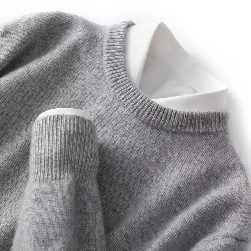 Autumn/Winter New Men's Business Casual Round Neck Thin Knitted Pullover Sweater Warm and Fashionable High Quality Knitted