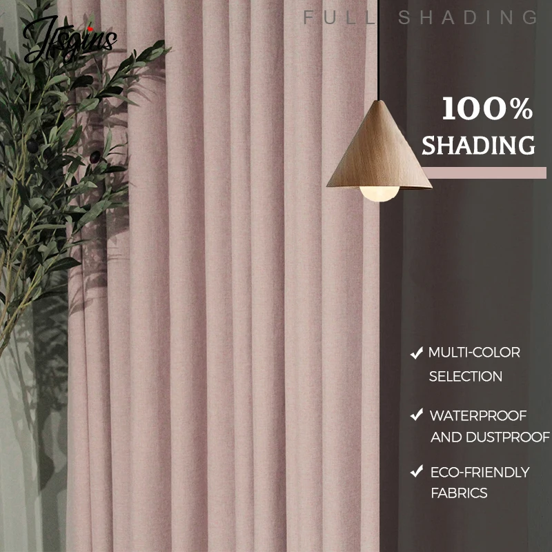 Cortinas Opacas Térmicas - 2 Piezas, 140x260 Cm, Falso Lino, Ojales, Beige Claro