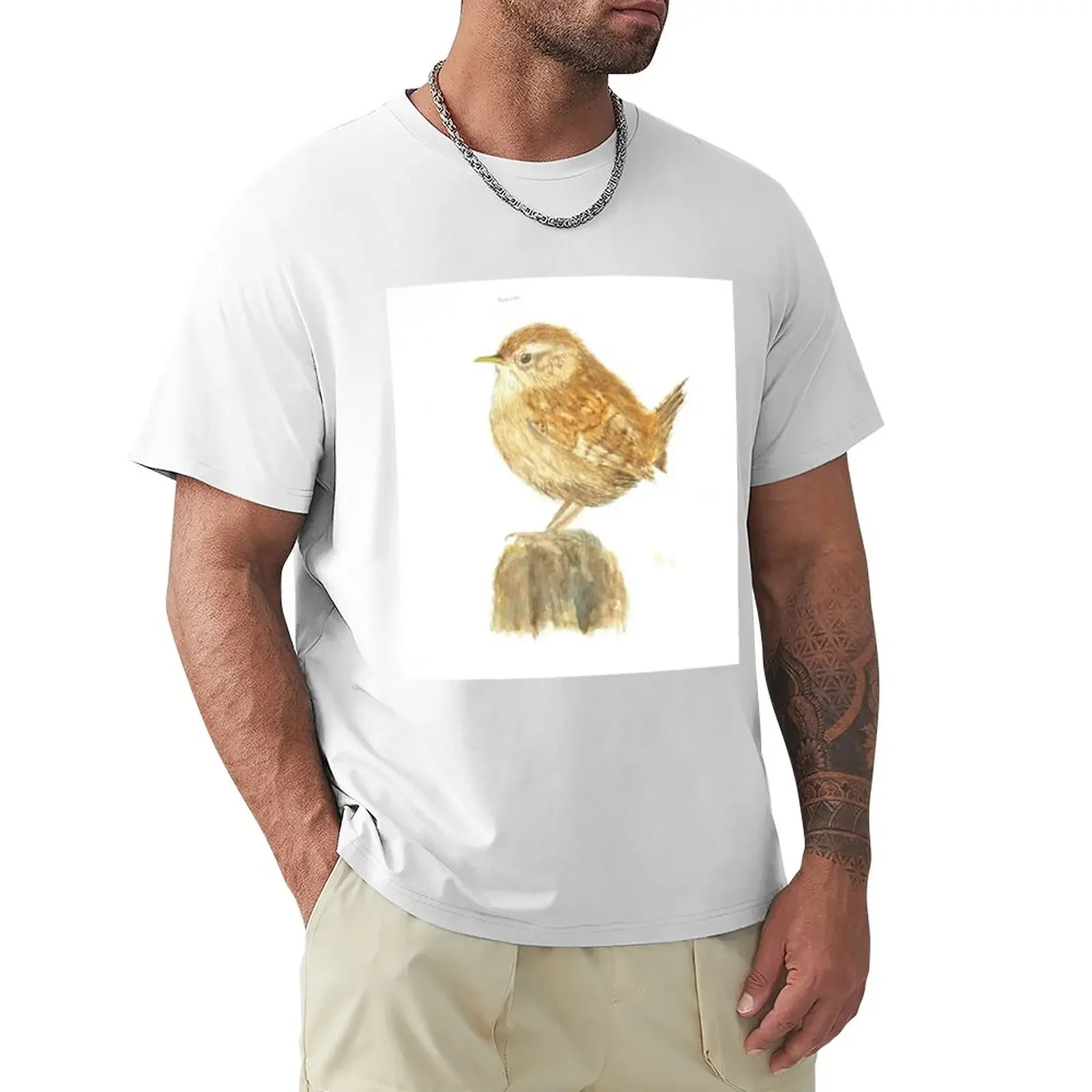 

watercolour wren T-Shirt tees Blouse animal prinfor boys men t shirts animal prinfor boys blacks graphics mens funny t shirts