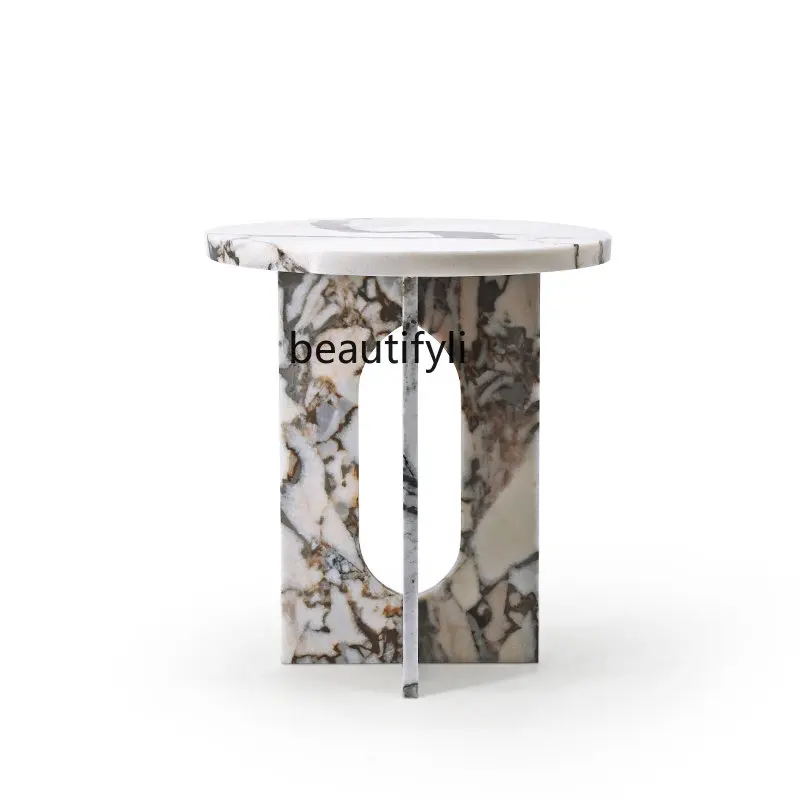 

Nordic Natural Marble Side Table Designer Light Luxury and Simplicity Modern Living Room Sofa Corner Table Small round Table