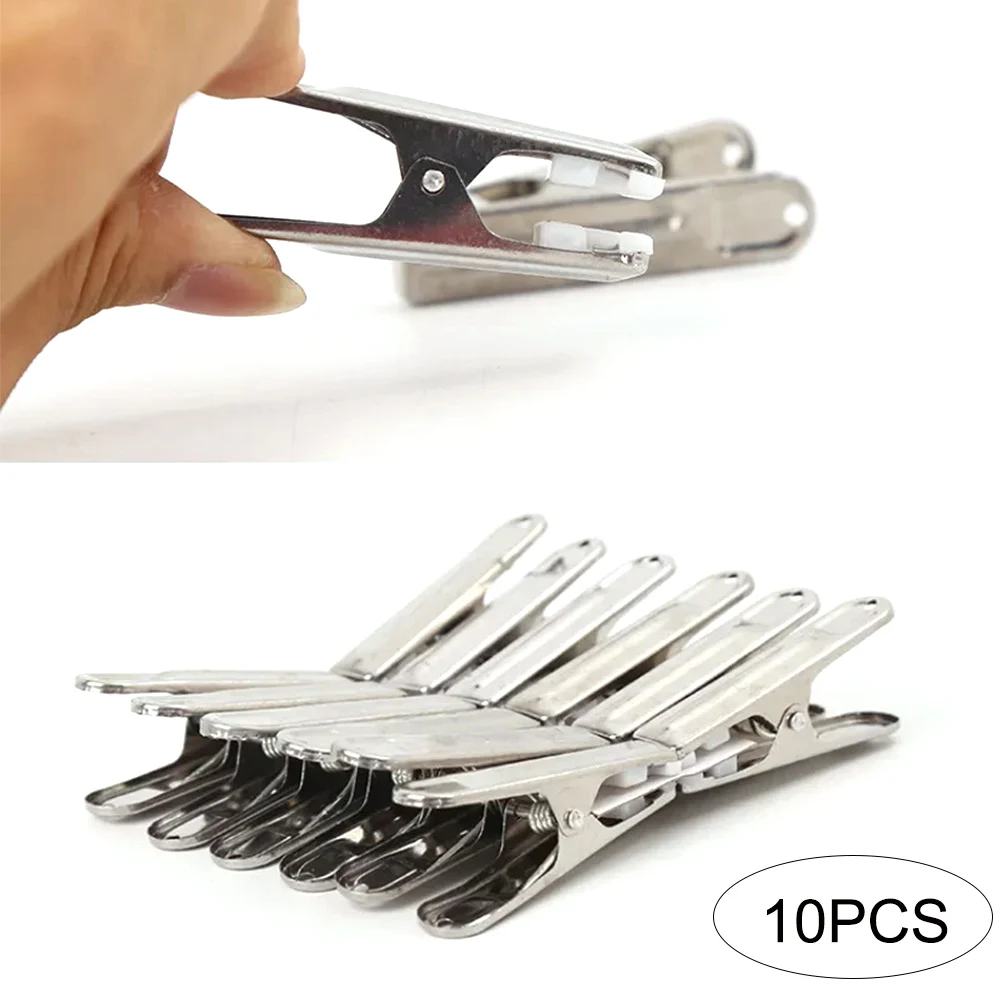 Clothes Pegs Clothespins with Hooks 10/50pcs Multipurpose Stainless Steel Clips with Plastic Clothing Clamps Sealing Clip Household Clothespin