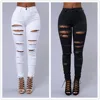 New Spring Summer Elastic Trousers Black and White Ripped Jeans Fashion Sexy Skinny Denim Pencil Pants S-3XL Drop Shipping 1