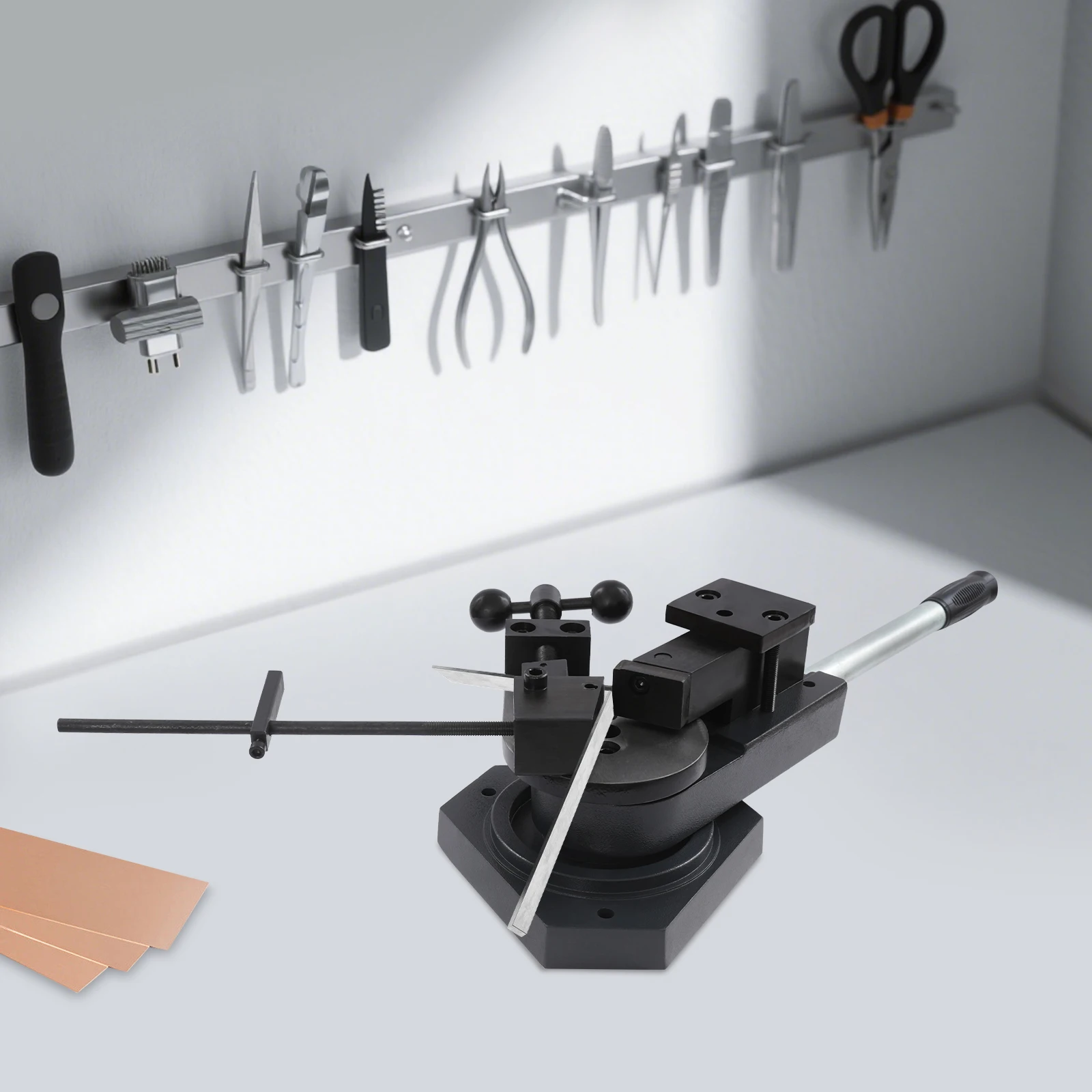 Robustes Universelles Metall-Bening-Werkzeug mit 3 Stiften und 3 Formen, Manueller Desktop-Benutzer für 360°-Anwendungen ° Biegewinkel für Metallverarbeitungsbetriebe – Detail 7
