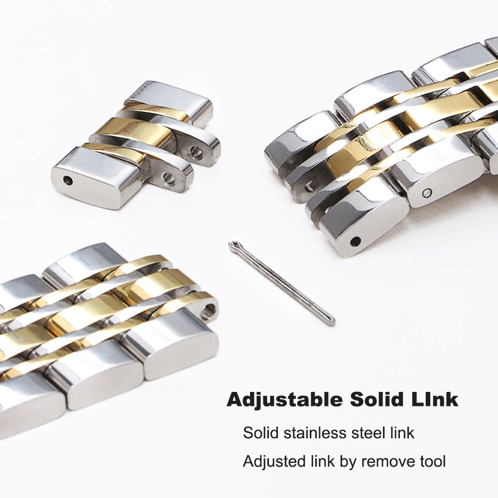 Sleek Stainless Steel Curved Strap with Butterfly Buckle