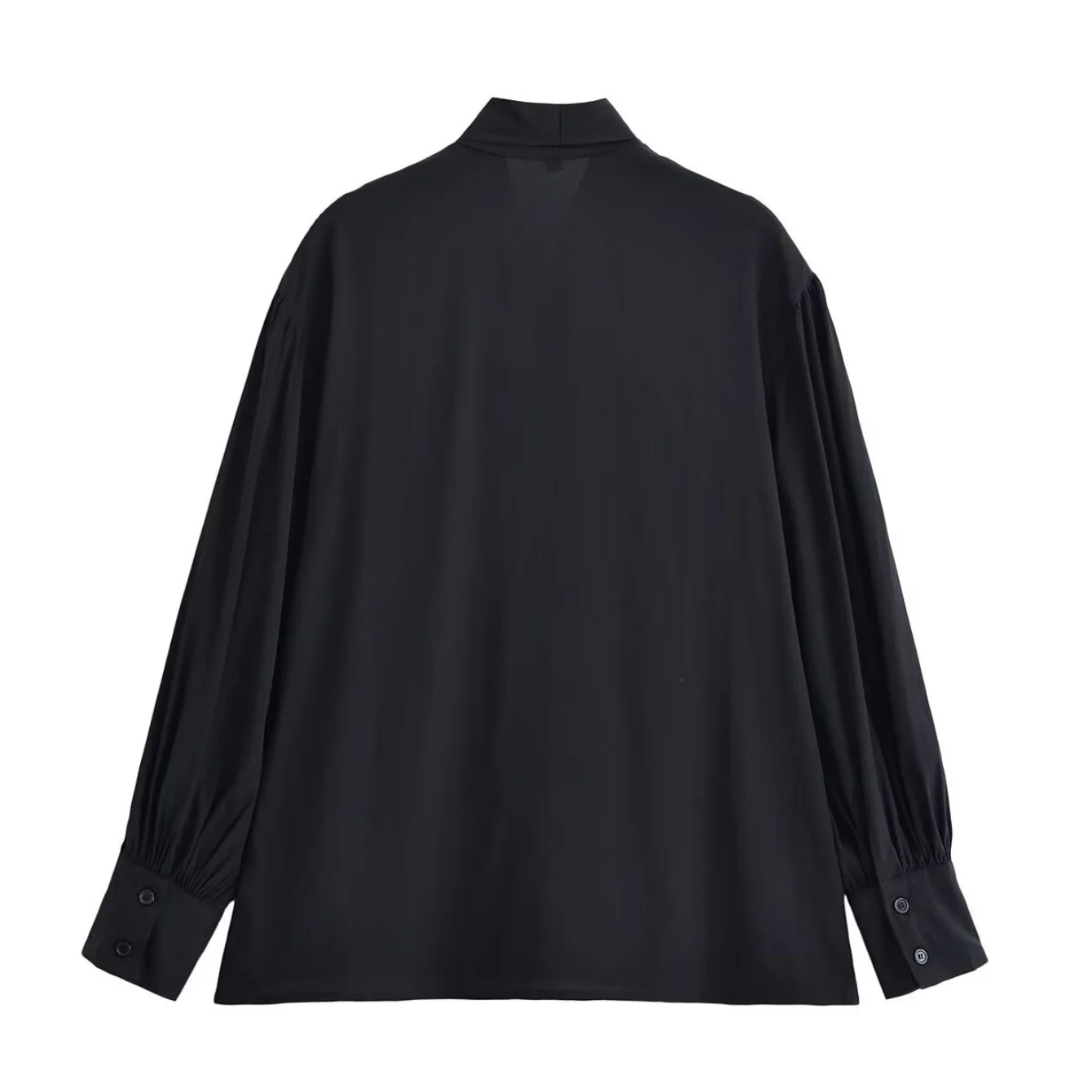 Women's Solid Black Elegant Simple Blouses Female Spring Autumn Fashion Casual Lace-Up Bow Tops Lady OL Temperament Draped Shirt