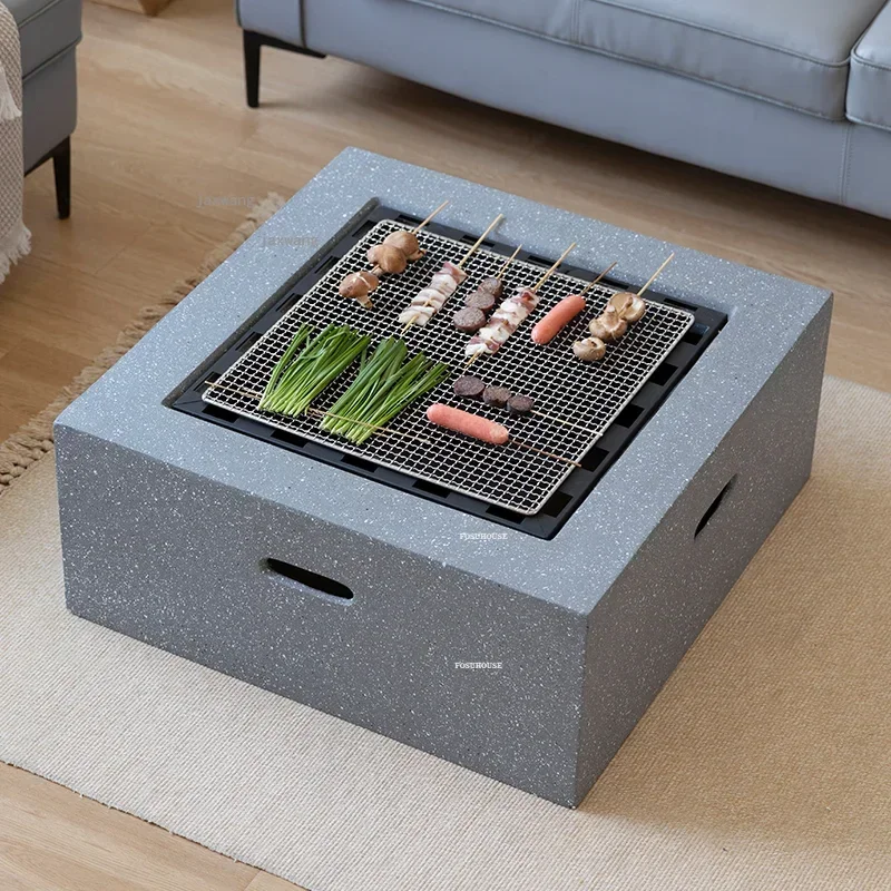 Homestay Multifunctional Fire Pits Modern Outdoor Courtyard Villa Garden BBQ Table Indoor Restaurant Coffee Shop Brazier L