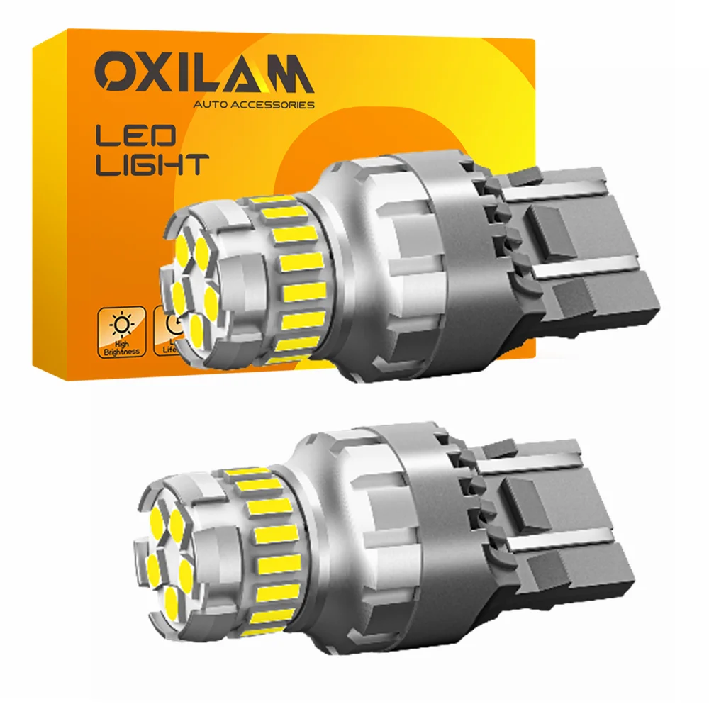 7443 7440 LED 전구, 캔버스 안티 하이퍼 플래시 자동차 자동 조명 전구, 브레이크 램프, 리버스 램프, 6500K 화이트, 12V, W21W, W21, 5W, 2 개