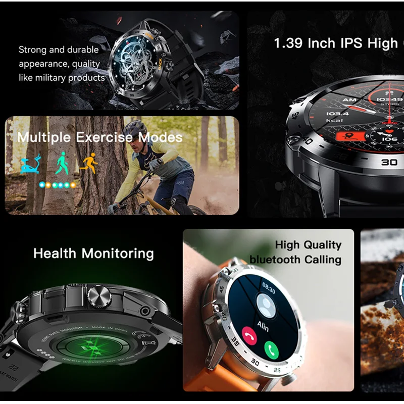 Aolon K52 Ʈ ġ  ȭ ð  ڵ   ǰ  360 * 360HD ȭ  Smartwatch