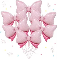 6 Pieces of Minnie Pink Bow Aluminum Foil Balloons Suitable for Wedding Bride Gift Gender Reveals Girls Birthday Party Decations