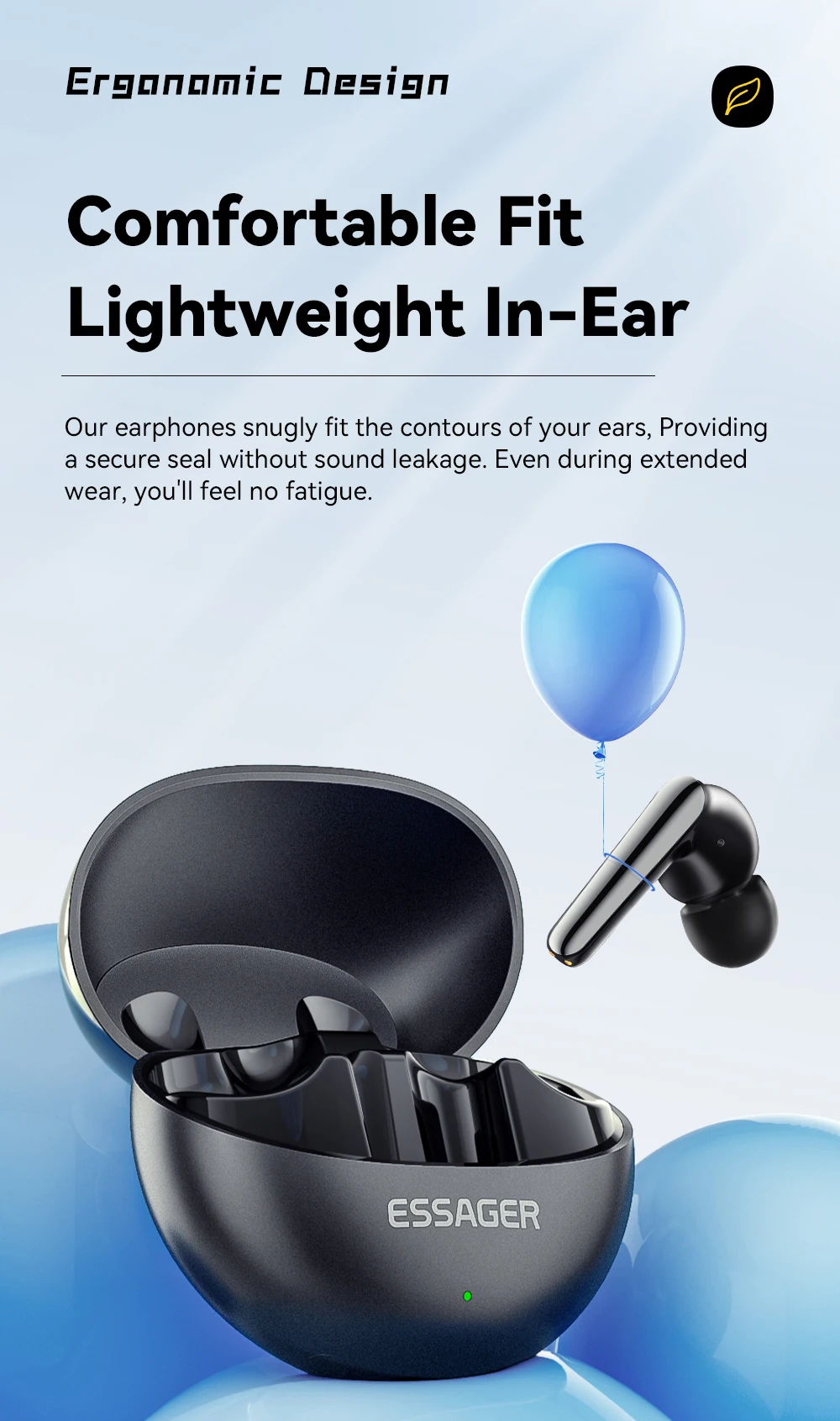 Wireless Bluetooth5.3 Headset Dual Noise Cancellation Touch Control Earbuds With