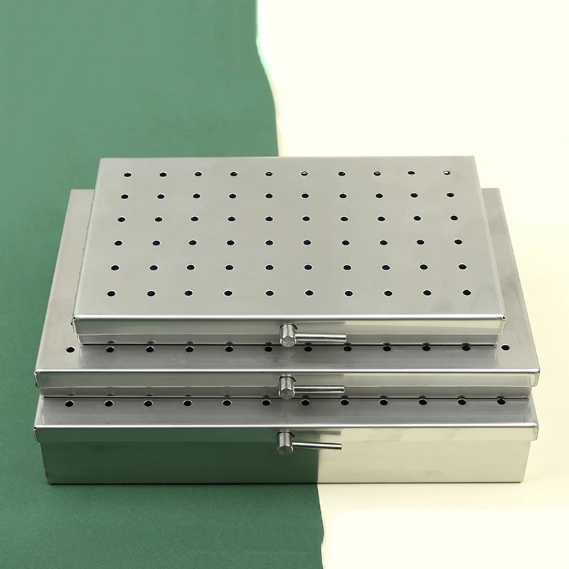 Stainless Steel Disinfection Box Square Box Double Eyelid Tools Surgical Microinstruments For High Temperature Use Disinfection