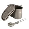 Titanium GI Cup and Titanium Spoon Combo, 950ml Lunch Box Camping Bowl with Foldable Handle Portable for Outdoor Camping Hiking 4