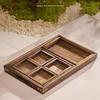 GIANXI Dry Fruit Tray Afternoon Tea Tray Snack Fruit Tray multi-lattice Tea Tray Stove Side Tea Chinese Wooden Tray 5
