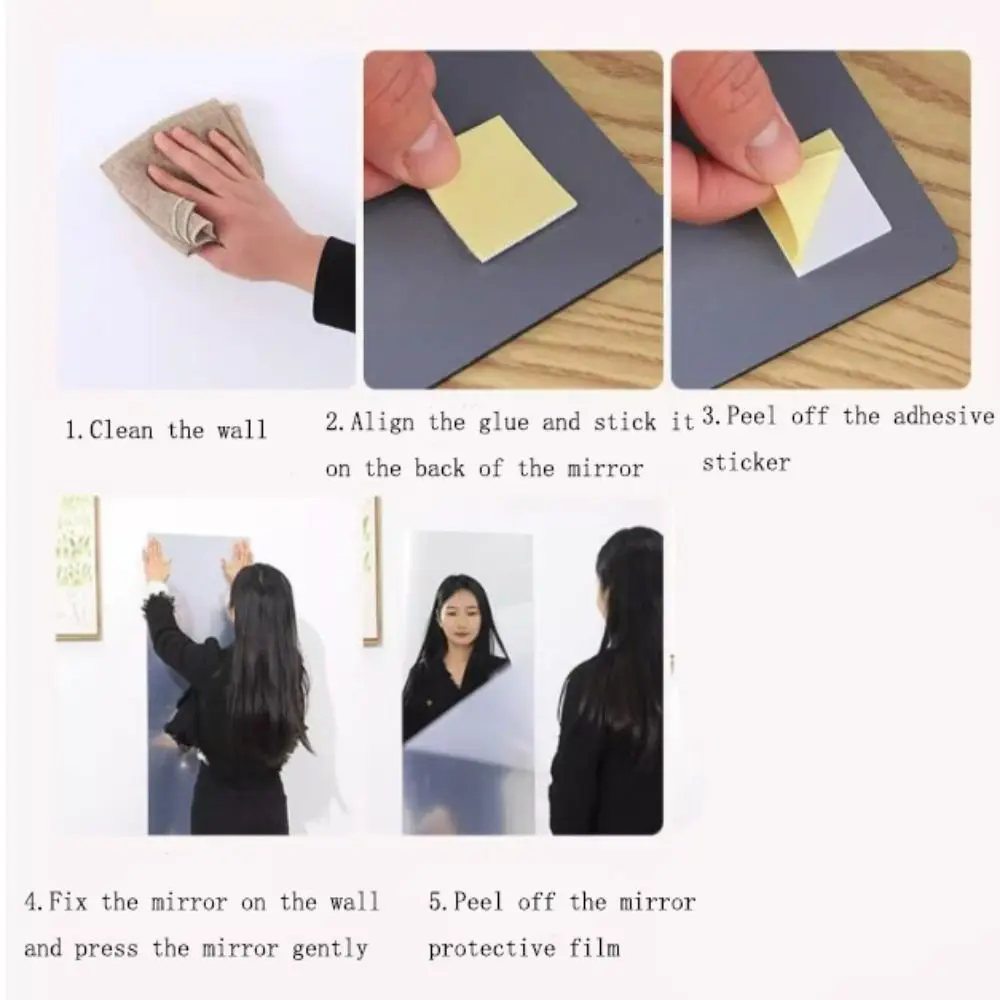 1pc Acrylic Anti Fog 3D Self-adhesive Mirror for Wardrobe Bathroom Oval Rectangle Make Up Mirror Stickers wall sticker mirror wall sticker acrylic wall sticker Home Wall Decoration