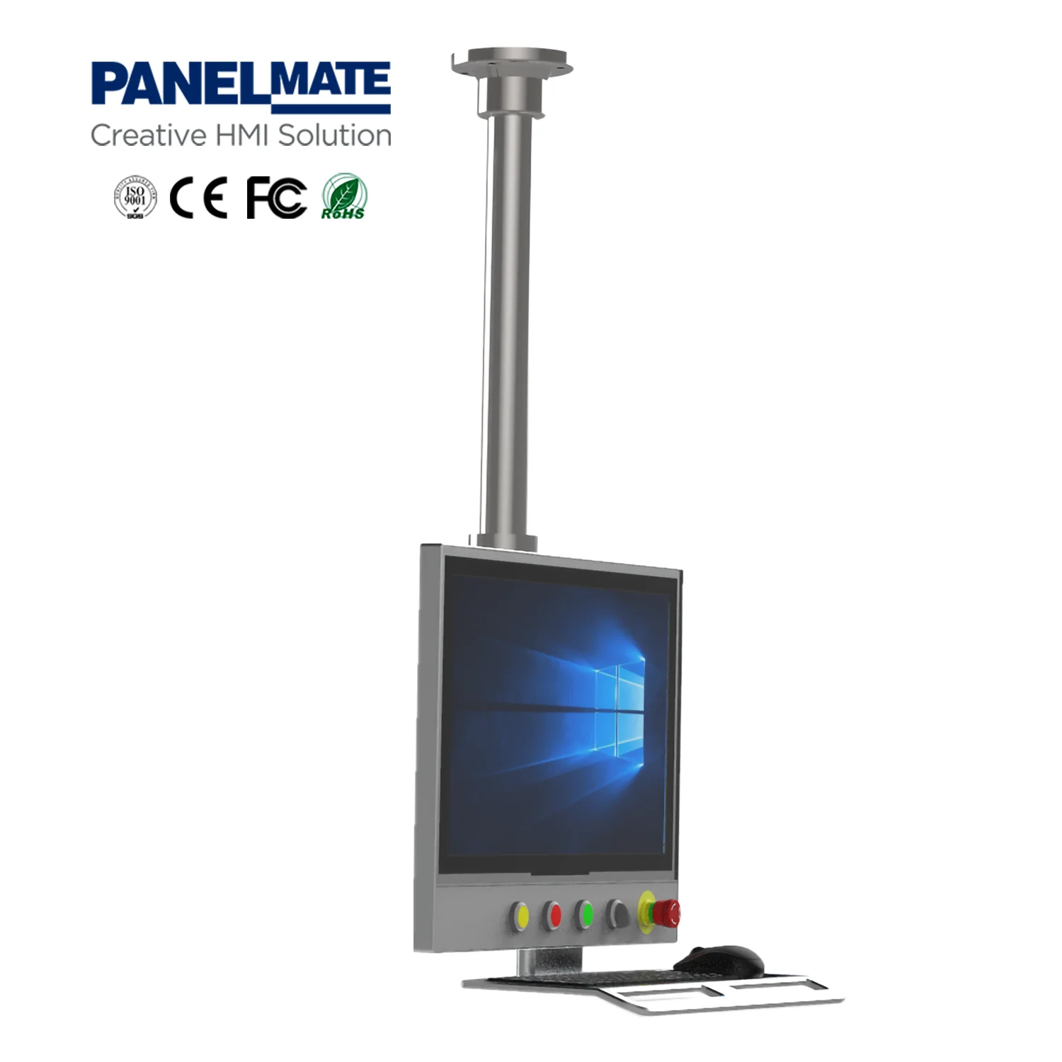 PANELMATE 고품질 15.6인치 지원 암 시스템 제어 패널 PC | 저항막식 터치스크린 제어판 PC
