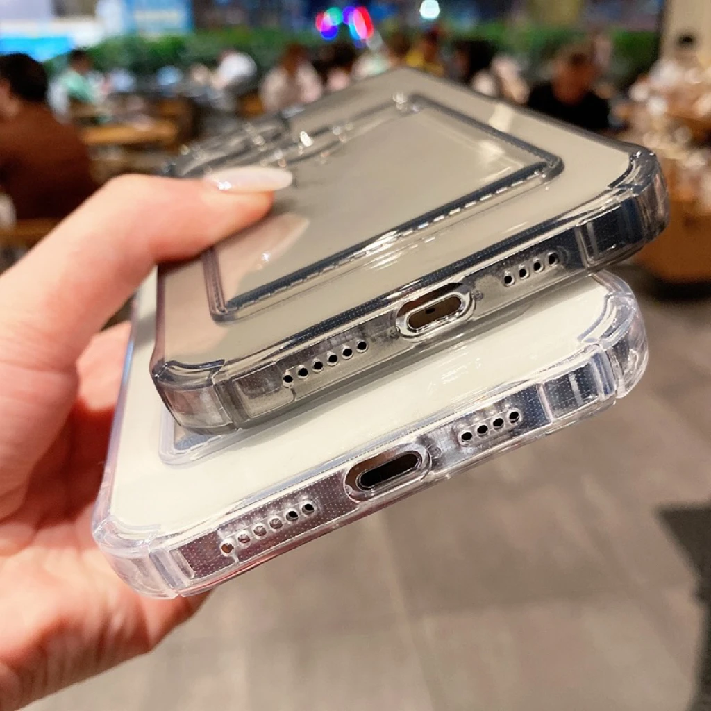 Durable Clear Shockproof Soft TPU Card Holder Phone Case