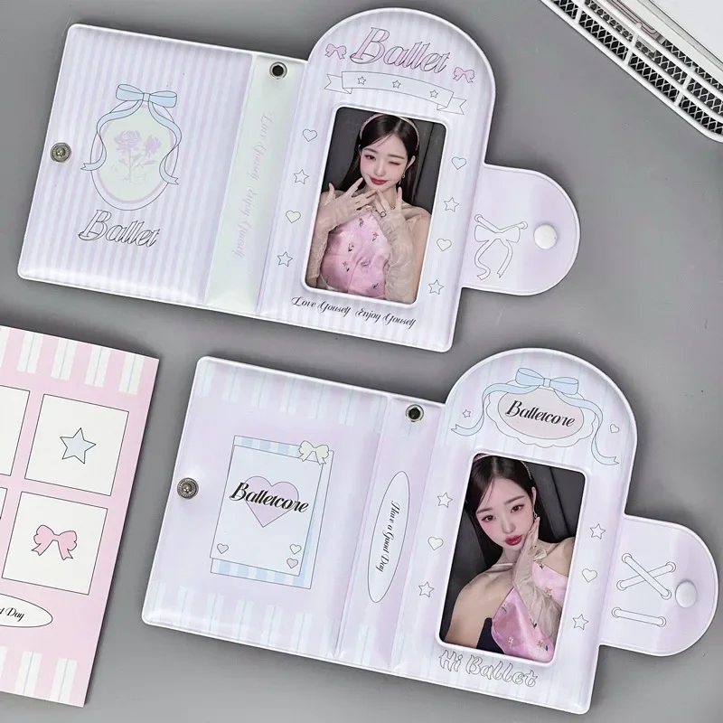 

Korean Ins Ballet Cute Card Bag Kawaii Portable PVC Kpop Star Photo Card Album with Transparent Display Window Idol Card Holder