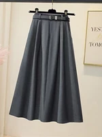plus Size Women's Suiting A-Line Pleated Skirt High Waist Slimming Spring New Sle Korean Sle Casual Midi Skirt - Image 2