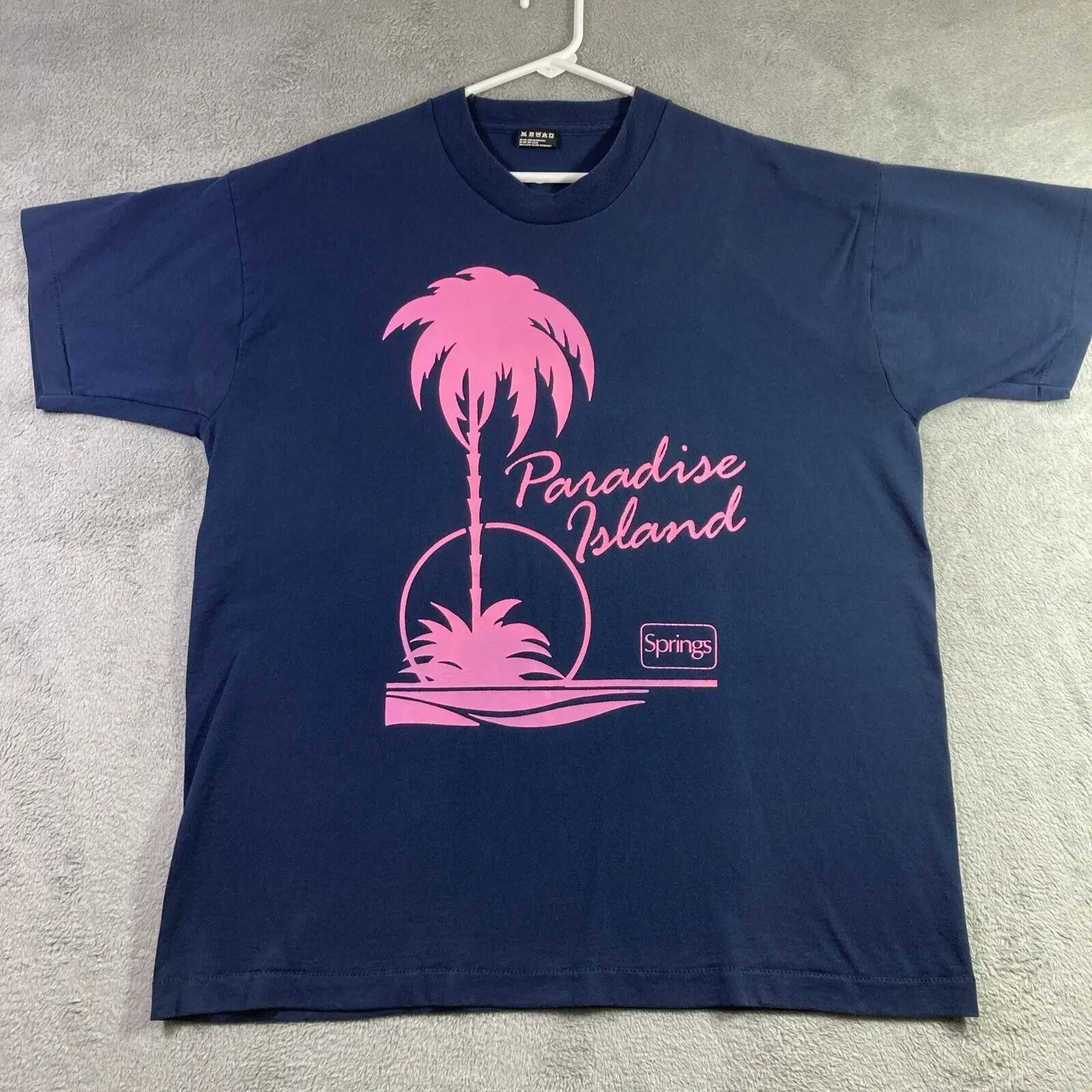 Maglietta Vtg Anni '90 Adulto Xl Blue Paradise Island Springs Palma Usa Maniche Lunghe O Corte