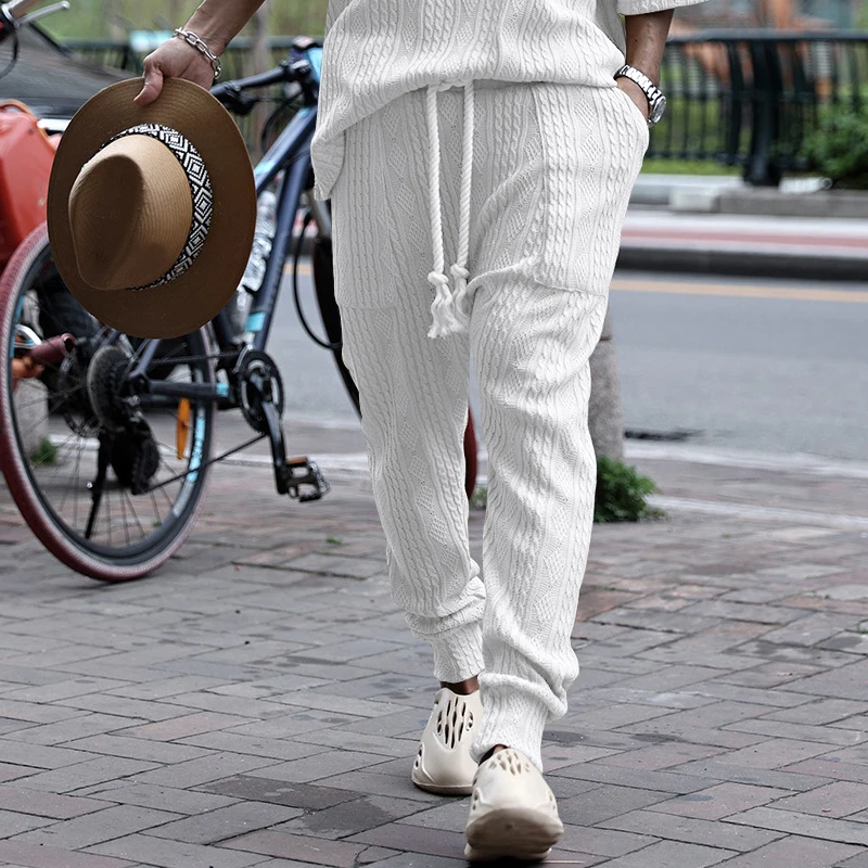 Spring and autumn new men's casual pants loose jacquard knit footband men's sports pants sport jogging trousers men casual pants
