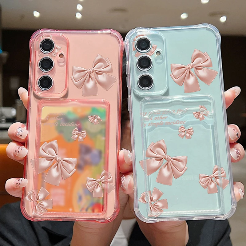 Bow Print Card Wallet Case with Soft Cover
