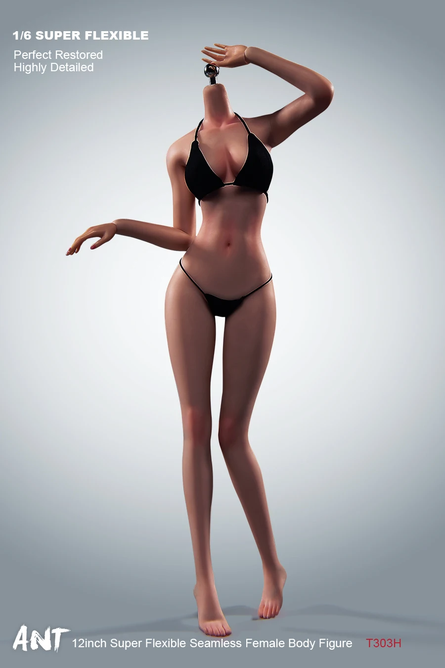 1/6 Scale ANT Medium Bust Makeup Flexible Joint Seamless Female Action Figure Body - 12 Inch