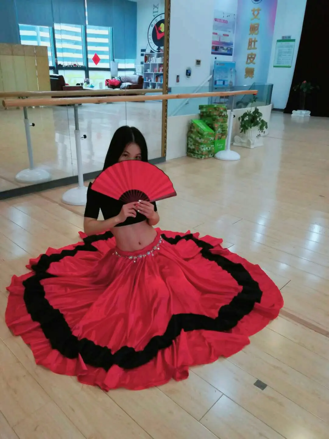 Gonna Lunga Da Ballo Con Volant - Gonna Swing Danza Del Ventre, Flamenco, Ballo Sala, Vita Alta, Morbida E Comoda - Foto 2