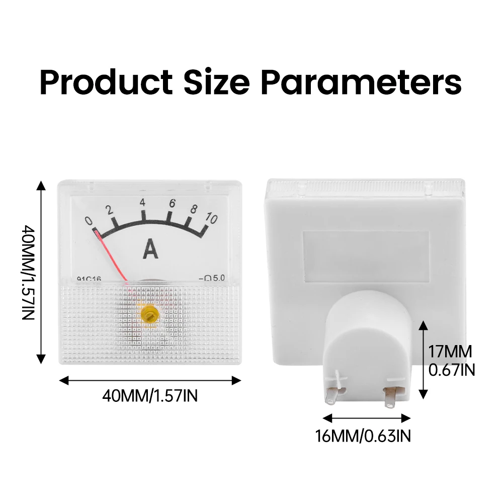 91C16 Ammeter DC Analog 10A 20A 30A 50A Panel Mechanical Pointer Type Amper Meter Current Meter Current measuring instrument