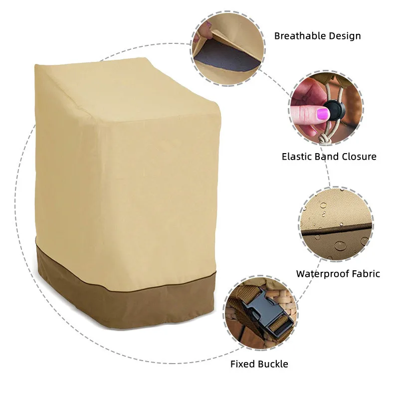 210D Stacked Chair Cover chair cover patio furniture cover chair dust cover With Color Matching Rocking Cover Outdoor Garden Courtyard Sun Chair Furniture Dust Sofa Covers