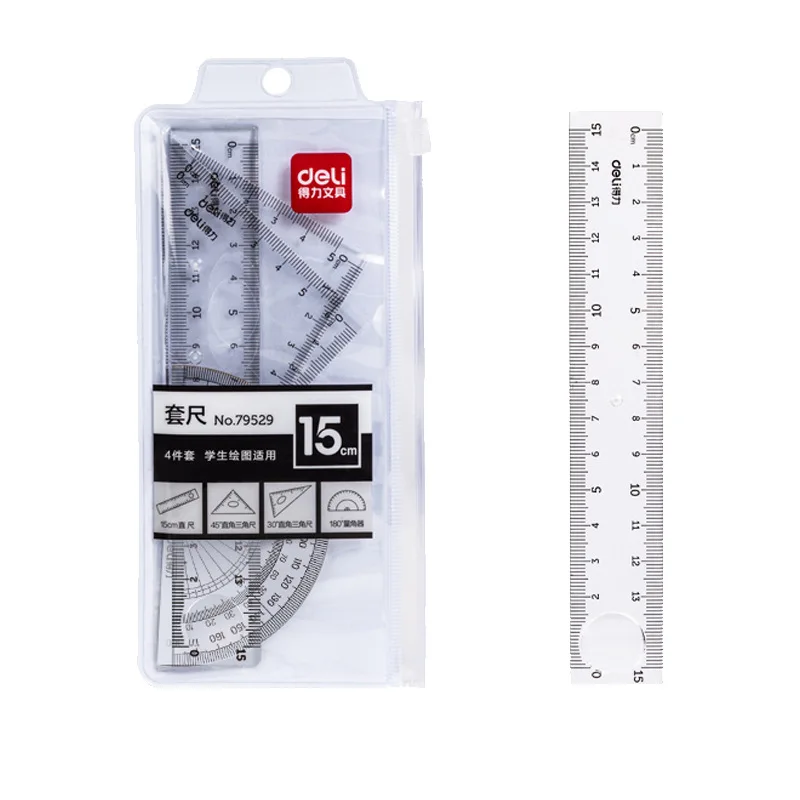 Ruler Protractor Set 4 Pcs/Set Student Mathematics Geometry