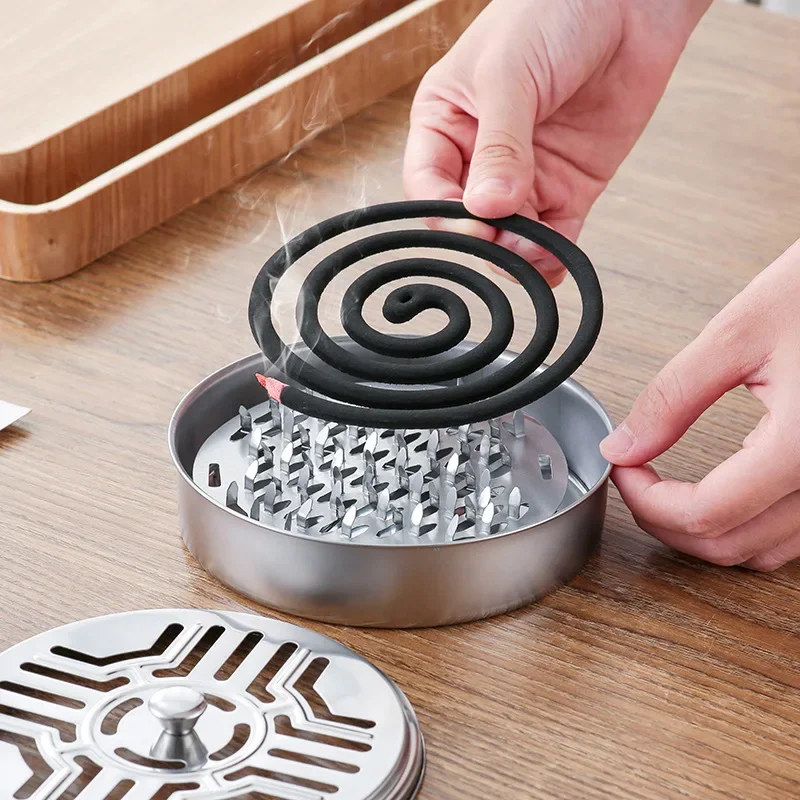 Portable Mosquito Coil Tray Insect Repellent Rack with Cover Anti-mosquito Incense for Hotel Home Camping Outdoor