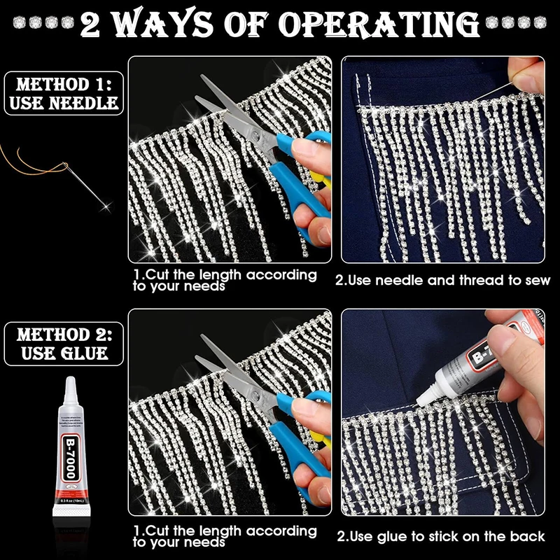 1야드 스파클 라인스톤 트림 라인스톤 프린지 벨트 다이아몬드 크리스탈 태슬 프린지 트림 체인 (청바지, 재킷, 웨딩드레스용)