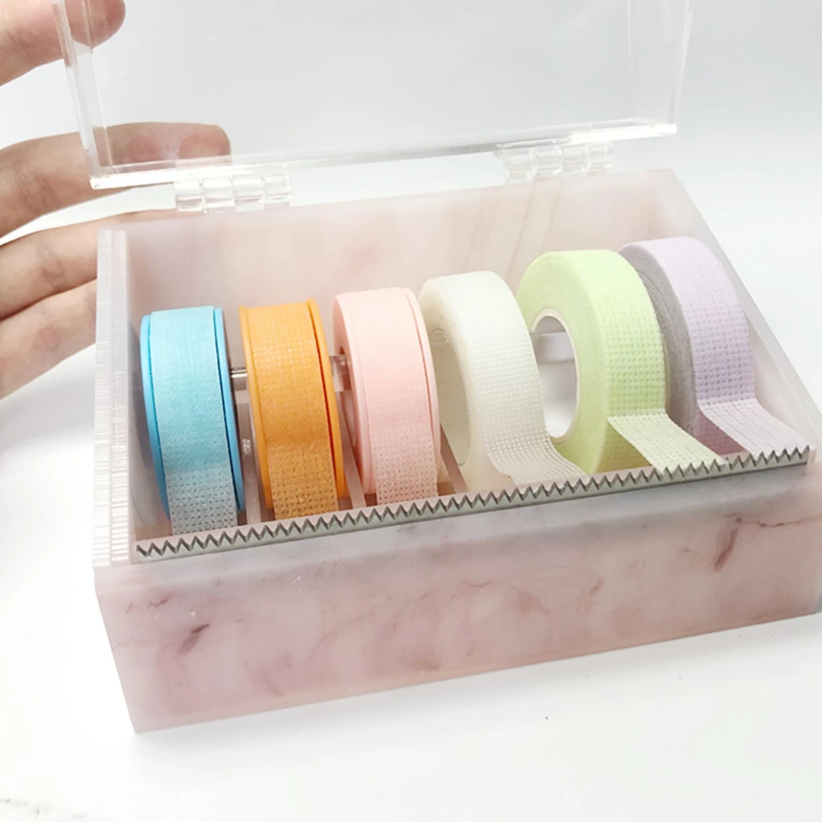 Eyelash Extension Tape Holder Base Lash Adhesive Tape Cutter Dispenser Grafting Lash Acrylic Rotating Tape Cutting Makeup Tool