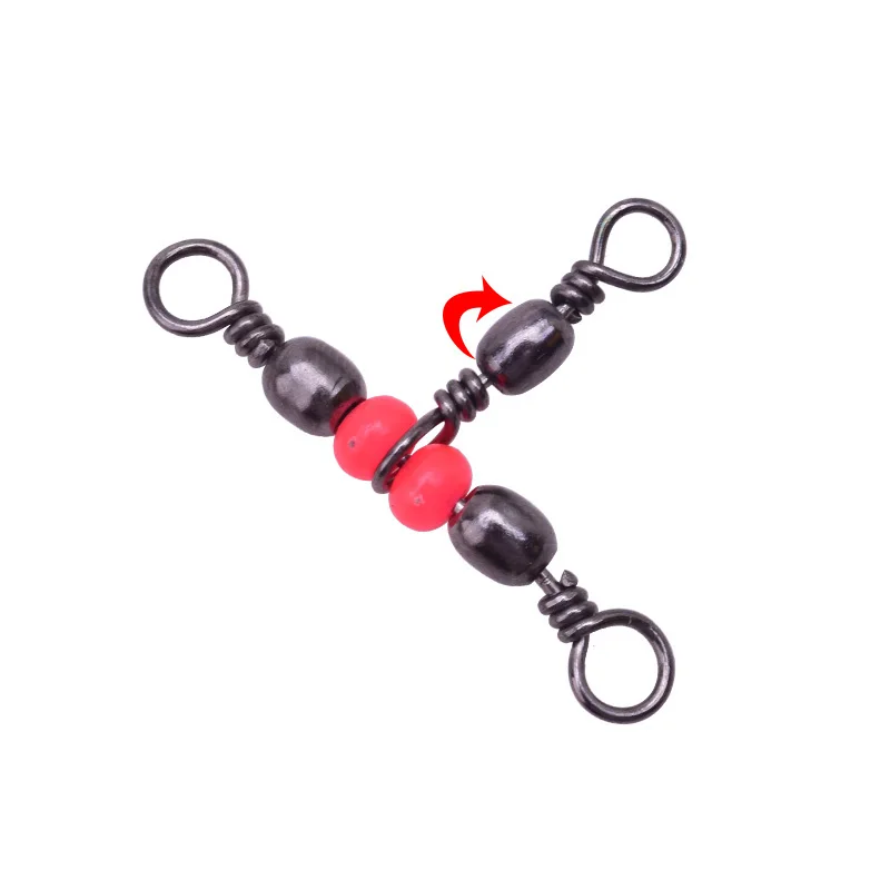 Fishing swivels 10Pcs/lot 3 Way Fishing Rolling Brass Barrel Triple Swivels Bearing Connector Solid Ring Fishing Tackle Accessory
