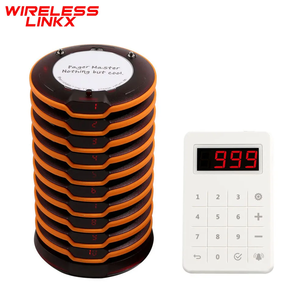 

Wirelesslinkx Wireless Guest Paging System Number Calling Food Restaurant Pager with Touch Keypad for Church Clinic Quiz Bank