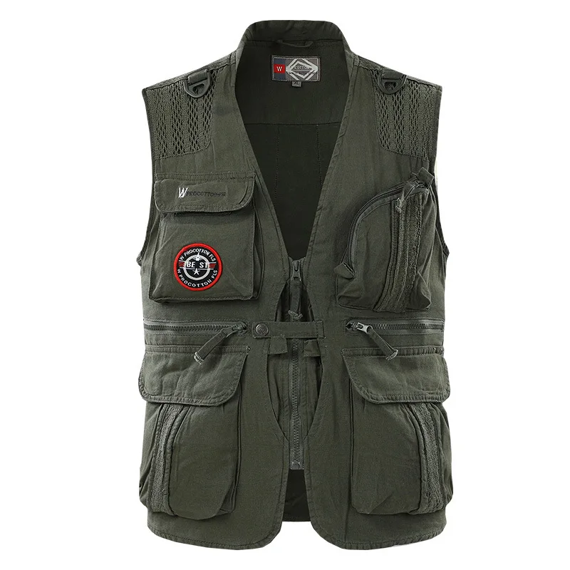 

Mens Tactical Vest Coat Cotton Casual Military Photographer Waistcoat Work Pockets Sleeveless Jacket Pockets Top Male New 2022