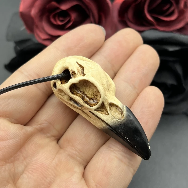 3D Goth Raven Skull Collana Resina Replica Raven Gazza Crow Gothic Gift Halloween Raven Skull Collana