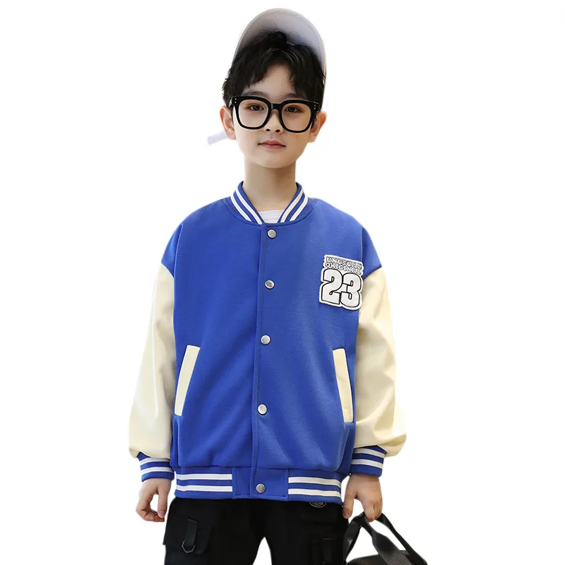 

2023 Children's New Spring Jacket Baseball Tops Cottons Kids Clothes For Teen Sports Coats And Outerwear 5 7 9 11 13 14Years Old