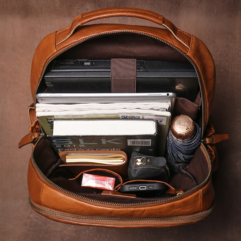 GURO High Quality Genuine Leather Backpack Men Large Capacity Business Travel bag Luxury Student School Bag Laptop Computer Pack 6
