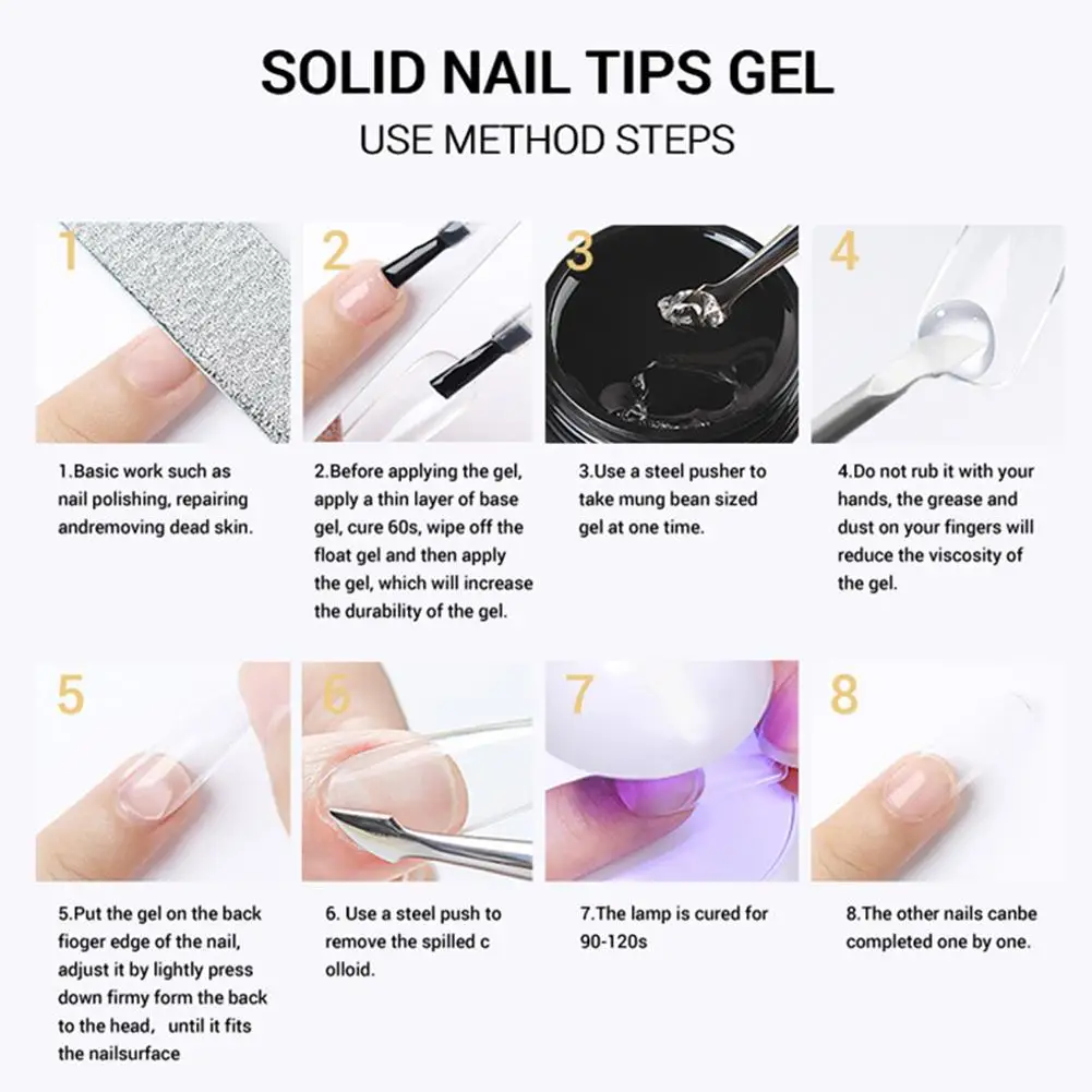 10g Resin Solid Nail Patch Gel Adhesive Bond Uv Glue Modelling Stick Tips Manicure Long Lasting Glue Clear Solid Nail Art Gel