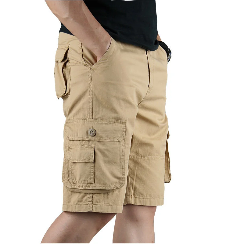 

Summer Men's Cargo Shorts Casual Cotton Loose Multi Pockets Baggy Military Tactical Work Breeches Bermuda Masculino 46