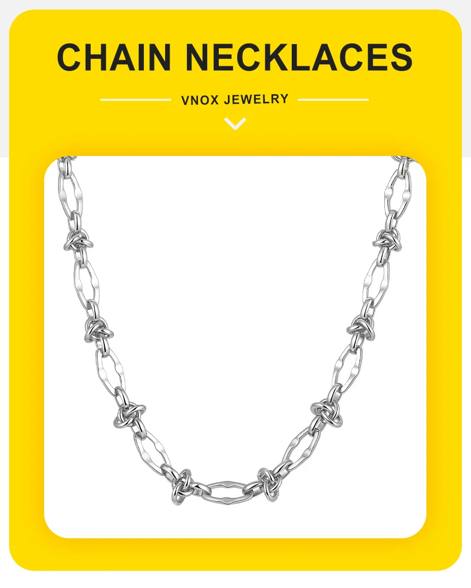 Vnox Persönlichkeit Thorn Knot Links Halsketten für Männer Frauen, Unisex Edelstahl Geometrische Kette Kragen, Kein Verblassen Unregelmäßige Halsband – Detail 1
