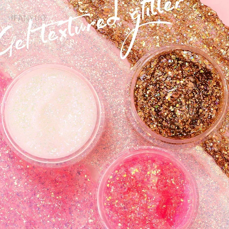 Fine Shimmer Gel Chameleon Sequin Eyeshadow Highgloss Glitter Nail Hair Body Face Multifunction Makeup Decoration Party Festival 5