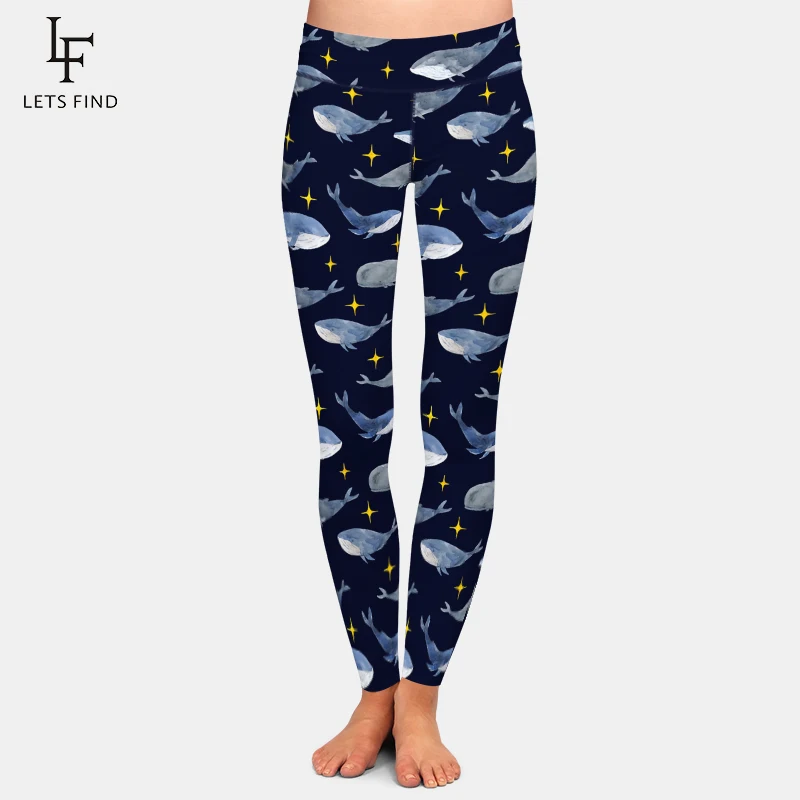 

LETSFIND Fashion Women Leggings 3D Dolphins Digital Printing Fitness Legging High Waist Woman Pants
