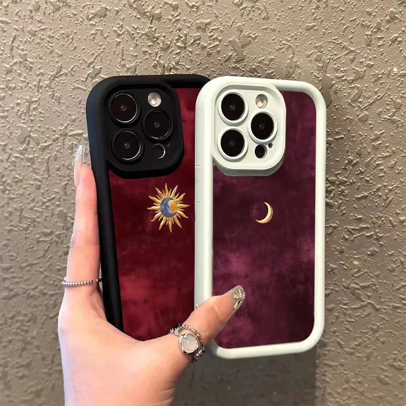 Minimalist Sun Moon Pattern Silicone Phone Case Cover