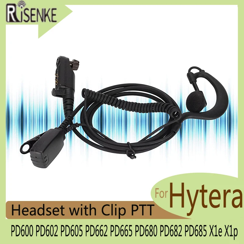 RISENKE-Walkie Talkie Earpiece, Headset with PTT,for Hytera PD600,PD602,PD605,PD662,PD665,PD680,PD682,PD685,X1e,X1p,Accessories hytera walkie talkie earhook mic earpiece headset for hyt hytera pd600 pd602 pd605 pd662 pd665 pd680 pd682 pd685 x1p x1e radio