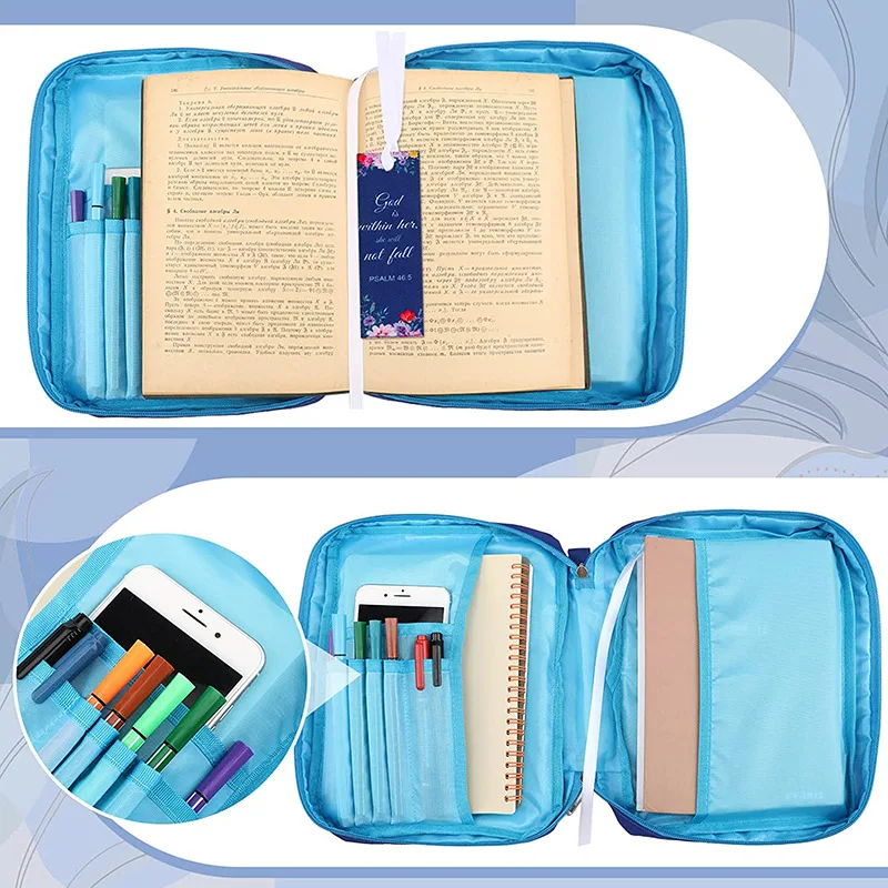 Printed Bible Bag Dustproof Mobile Phone Tablet Computer Data Book Cover Certificate Needle And Thread Multi-functional Storage
